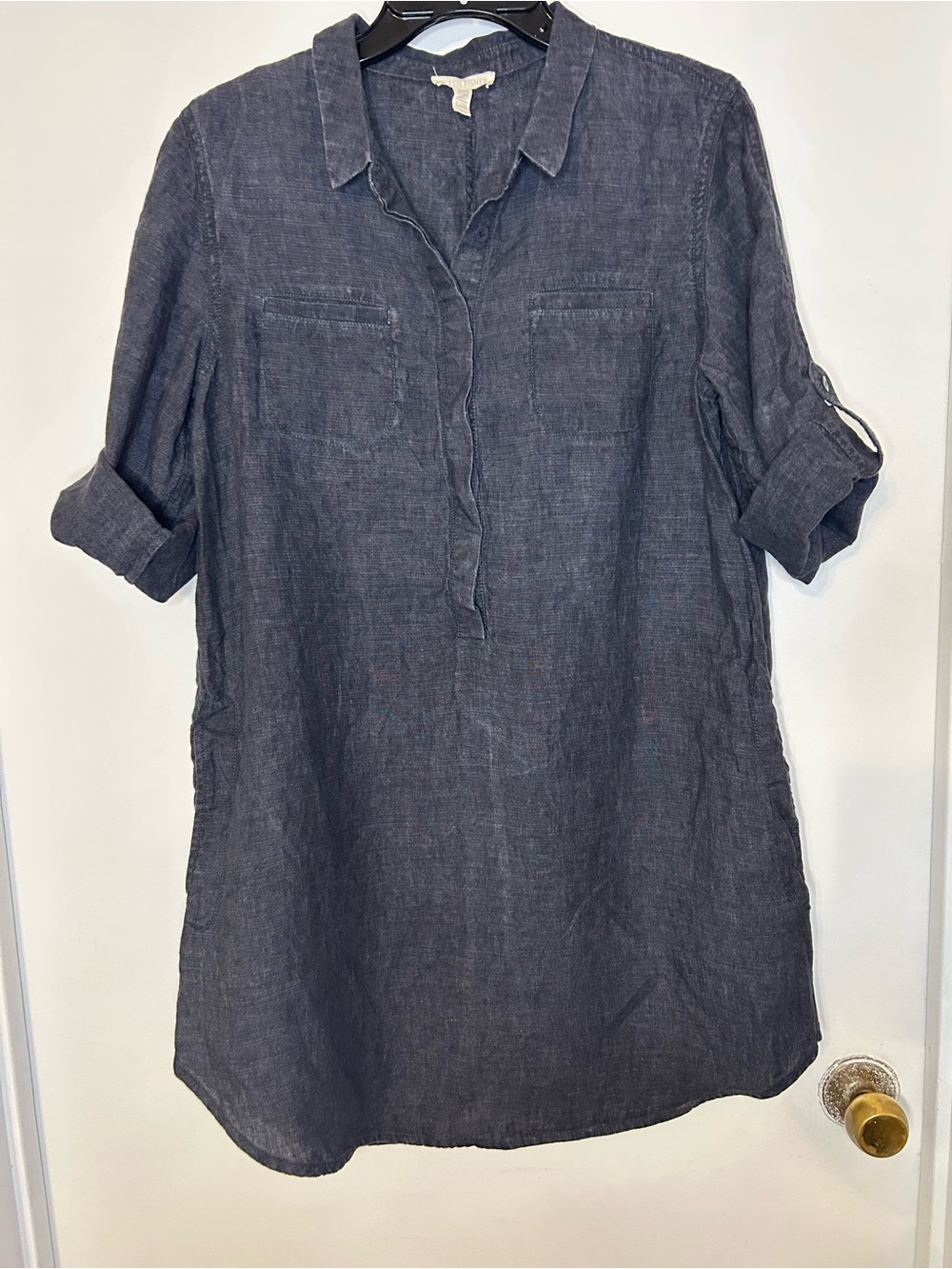 Eileen Fisher Women's Linen Tunic Dark Denim Shirt Dress